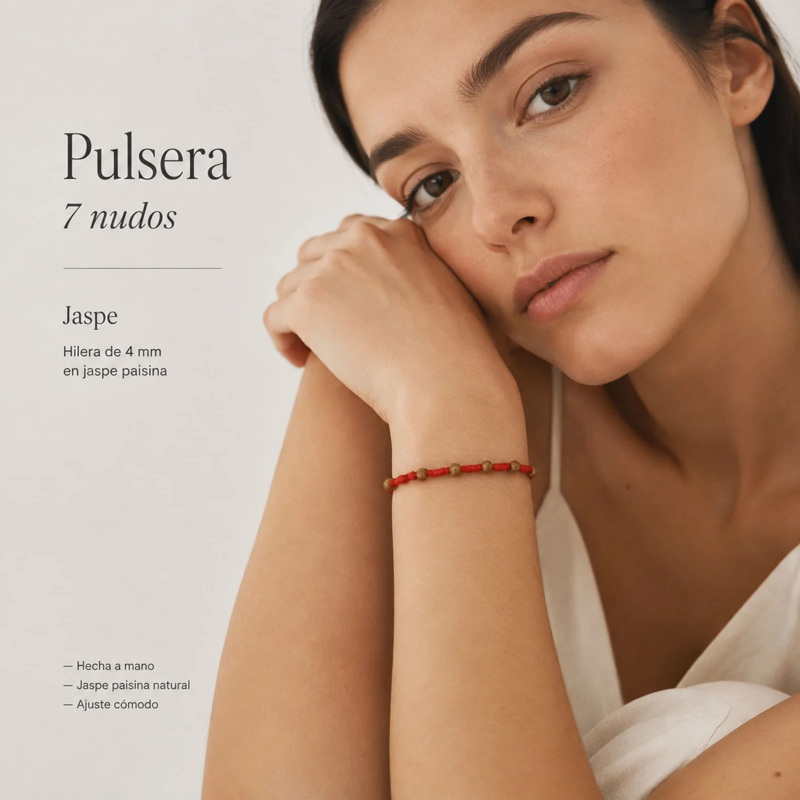 PULSERA 7 NUDOS CON  JASPE PAISINA 4MM