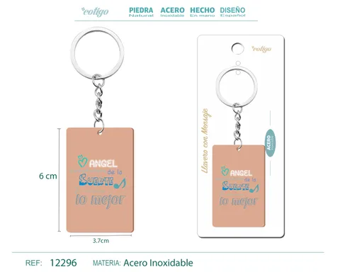 LLAVERO MENSAJE COLORES CON ACCESORIO ACERO