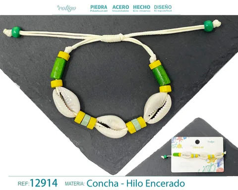 PULSERA HILO ENCERADO DE CONCHA