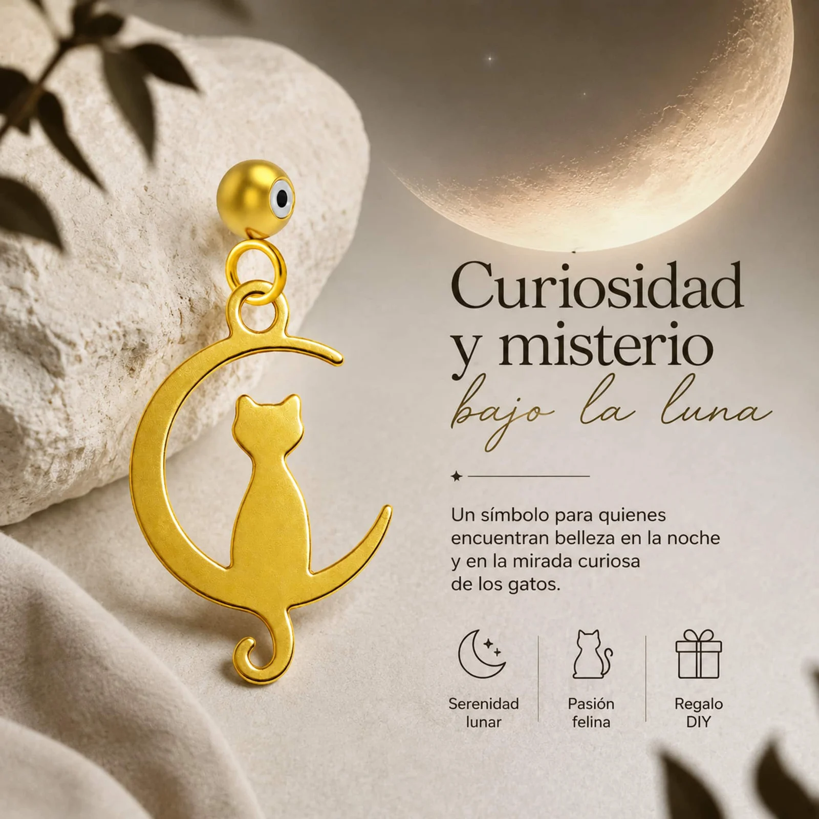 CHARM ACERO INOXIDABLE COLOR DORADO -CON BOLA DE GOMA