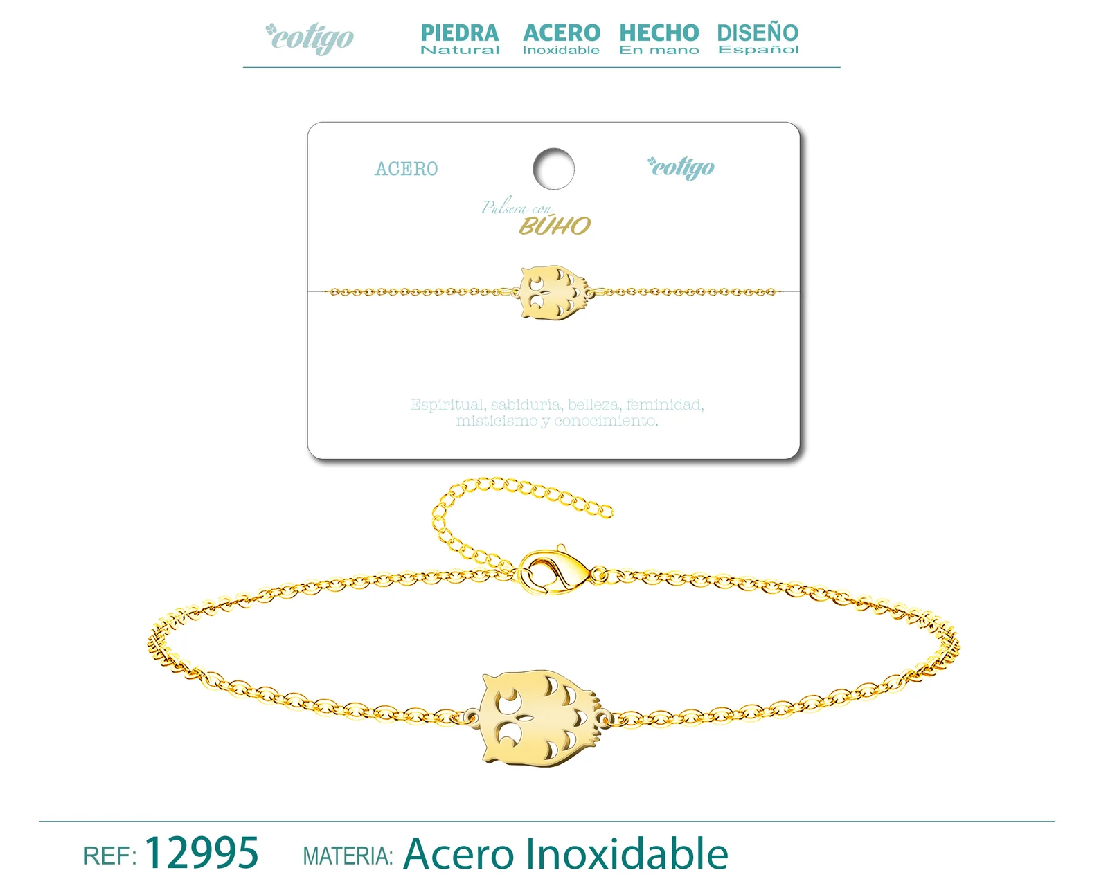 PULSERA BÚHOACERO DORADO