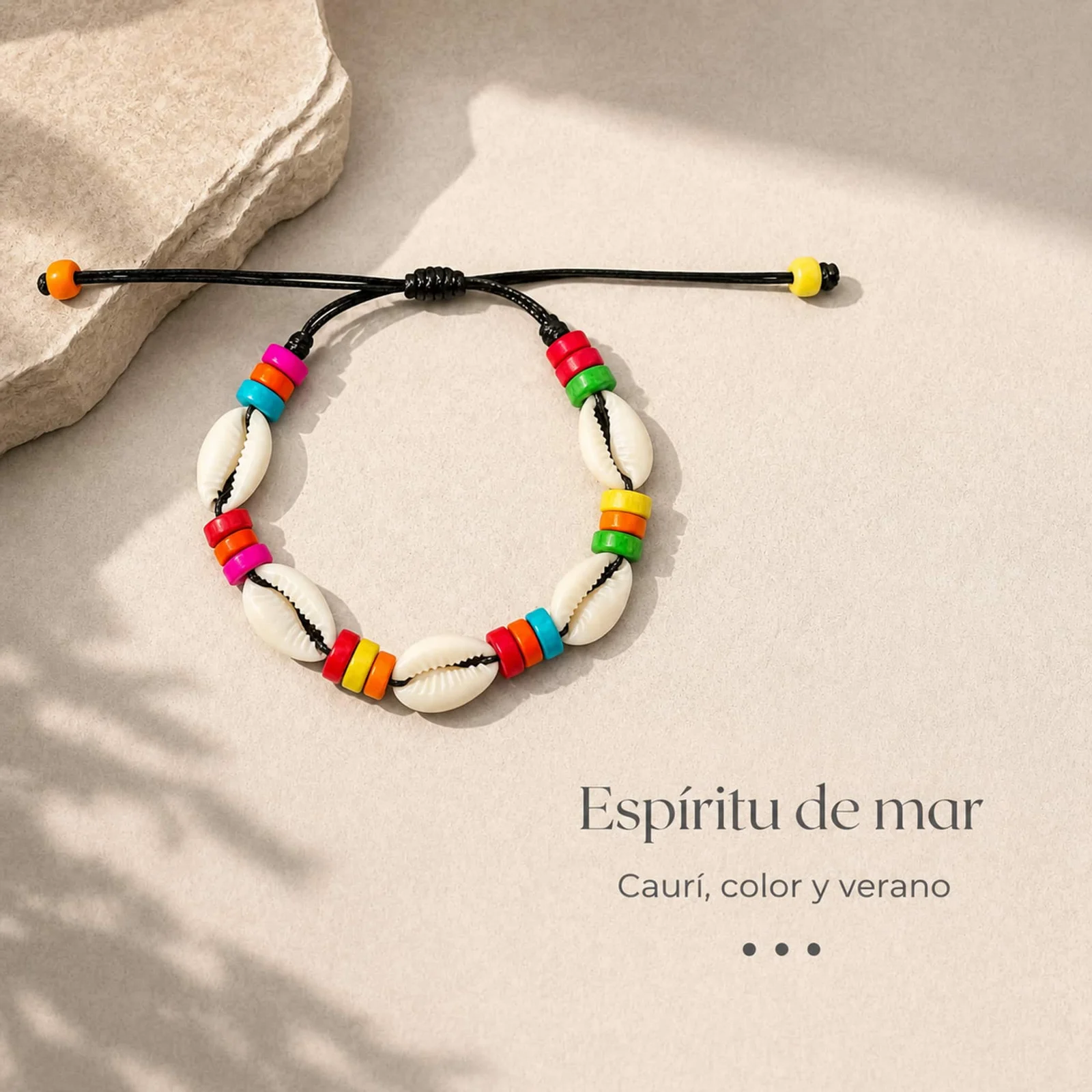 PULSERA HILO ENCERADO DE CONCHA