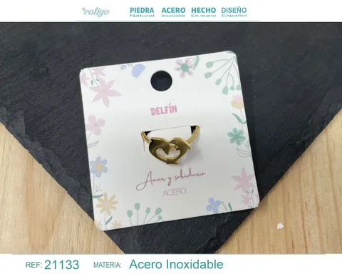 ANILLO DELFIN ACERO COLOR DORADO