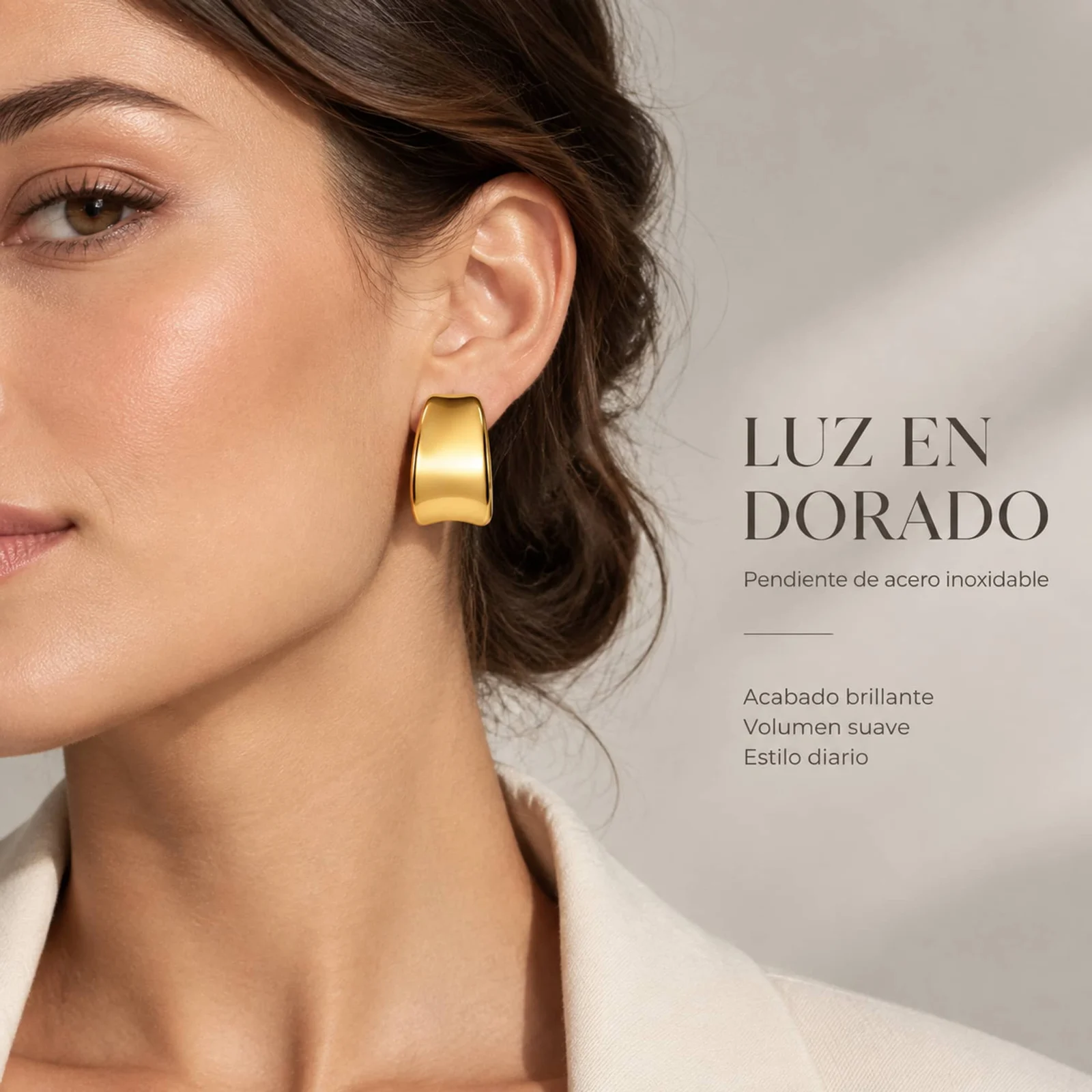 Pendiente Acero Inoxidable color Dorado