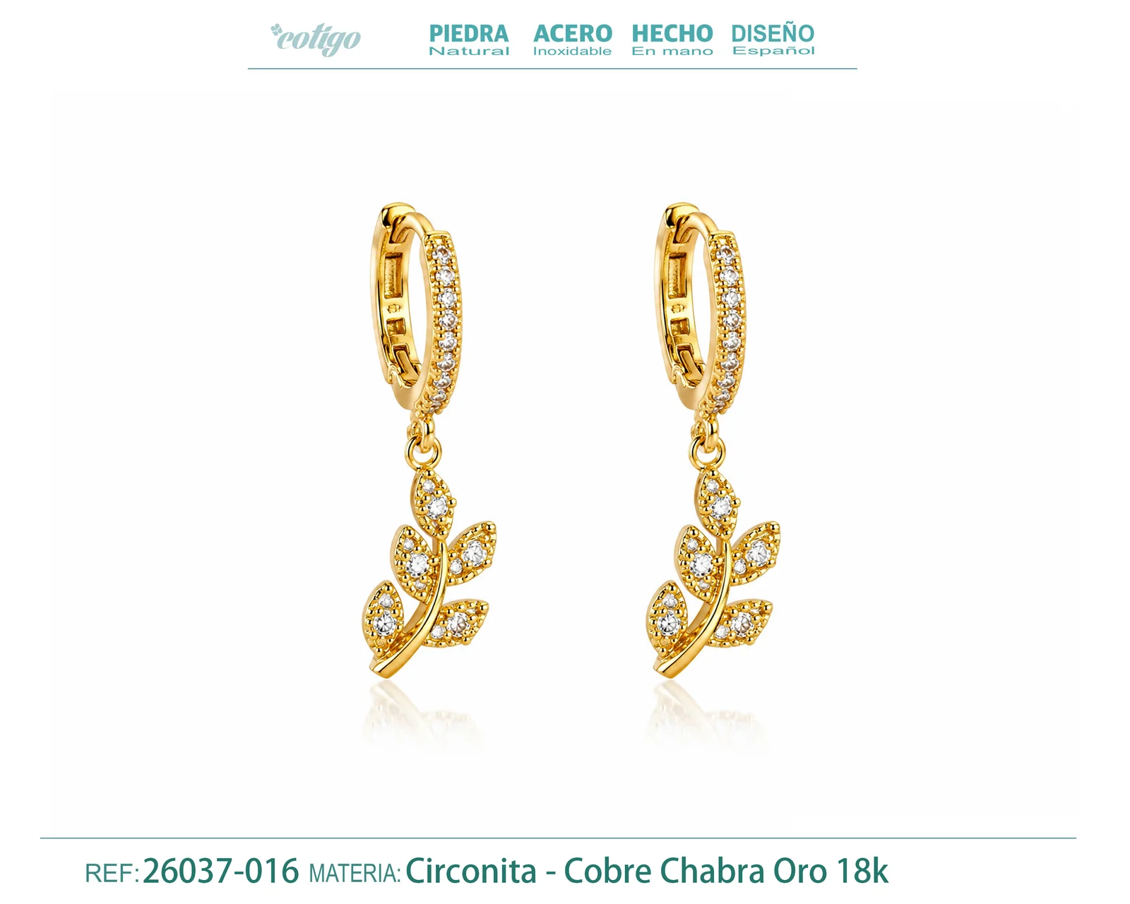 Brinco de argola com pendente de zircónia cúbica prateada