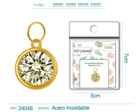 CHARM ACERO DORADO CON PIEDRA NACIMIENTO DE AGOSTO