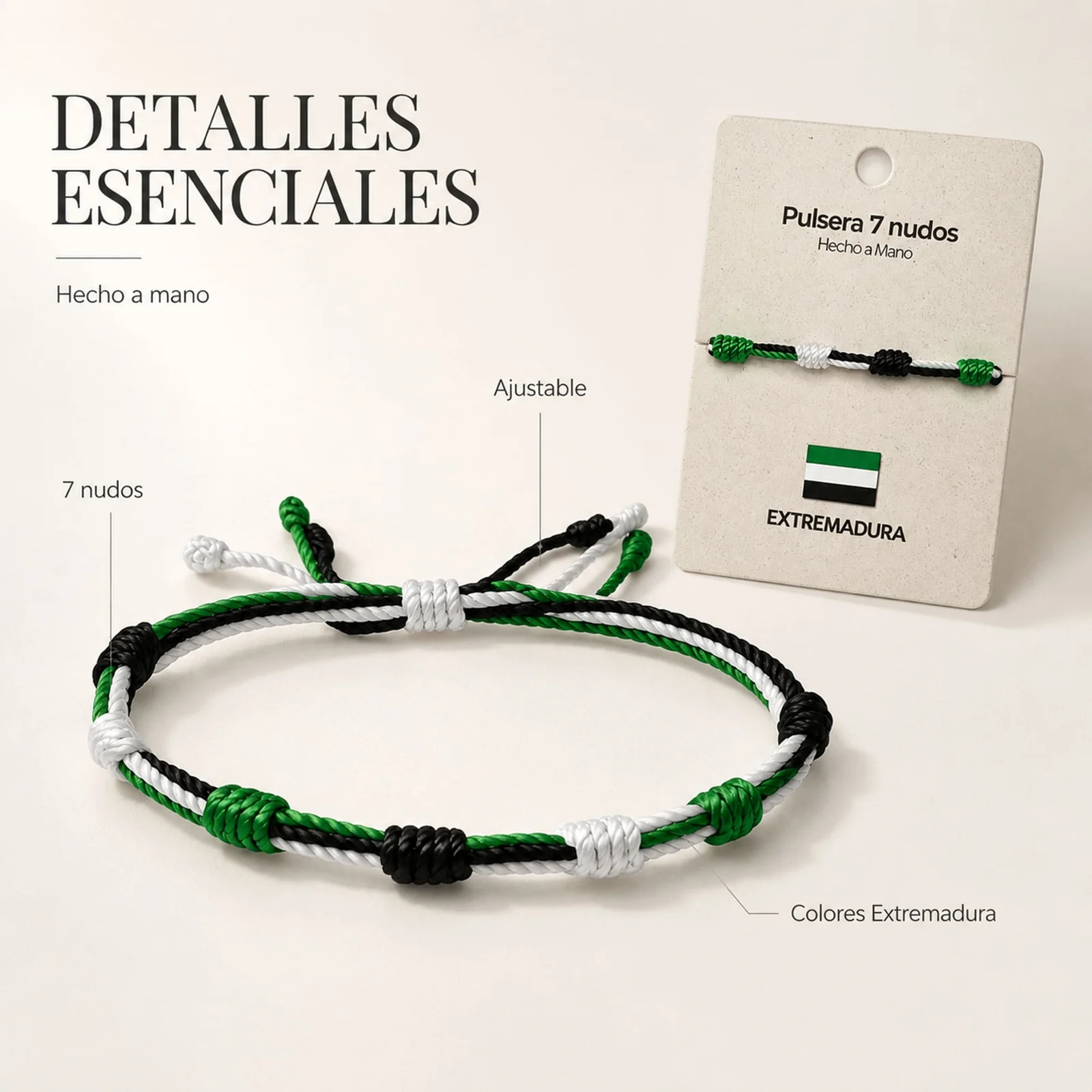 PULSERA 7 NUDOS DE BANDERA DE  EXTREMADURA