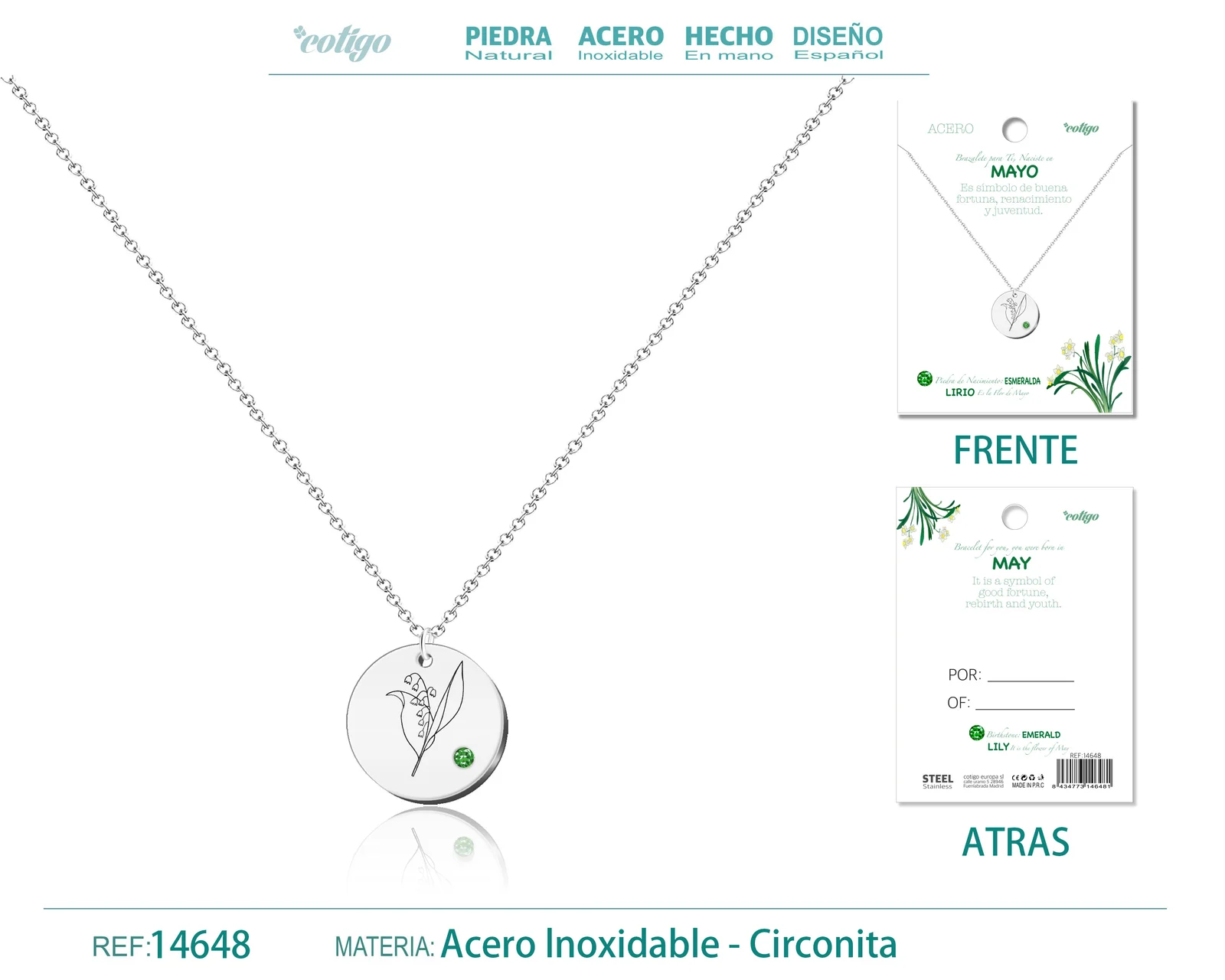 COLLAR ACERO PARA NACIMIENTO DE MAYO PLATEADO