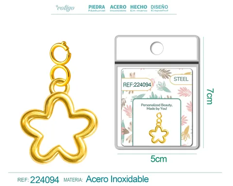CHARM ACERO DORADO CHAPADO ORO 14 K-CON CIERRE