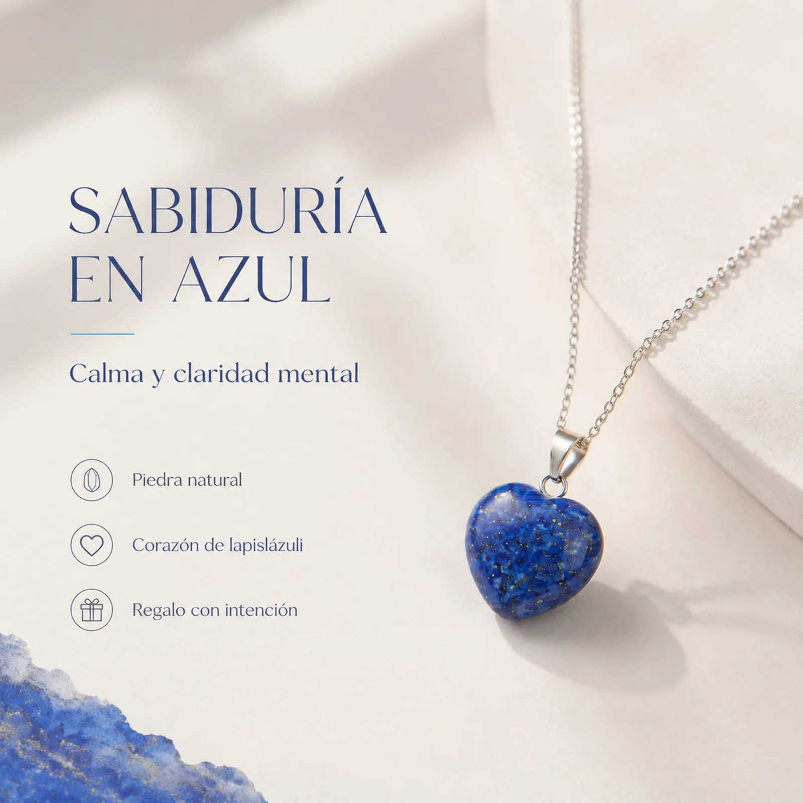 Colgante Piedra lapislázuli con cadena Acero Inoxidable