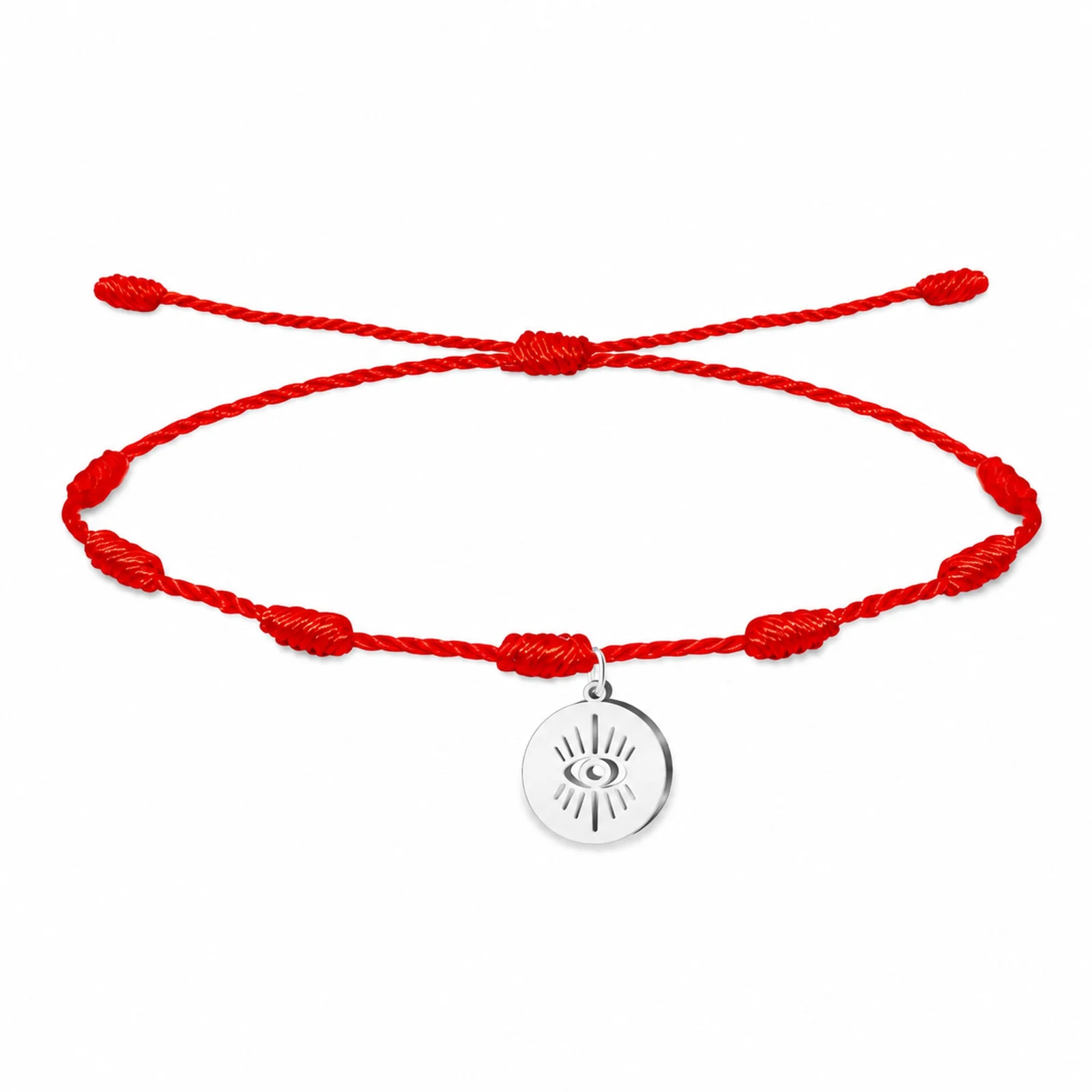 PULSERA 7 NUDOS CON OJO TURCO COLOR PLATEADO