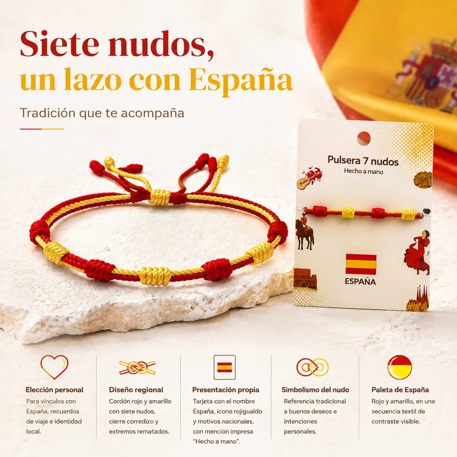 PULSERA 7 NUDOS DE BANDERA DE  ESPAÑA