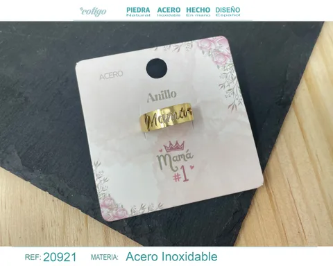 ANILLO PARA MAMÁ ACERO COLOR DORADO