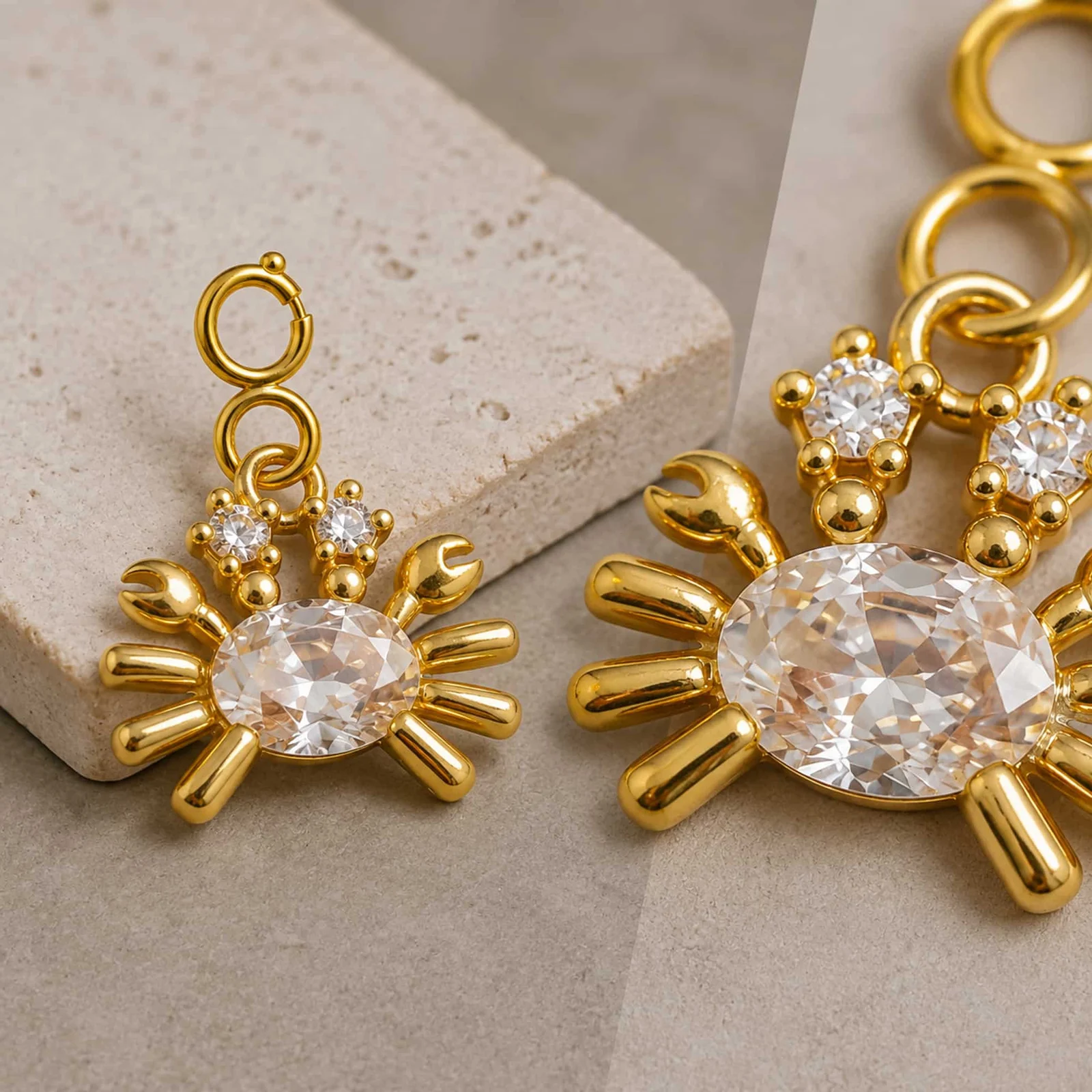CHARM DE COBRE CHAPADO A ORO 14K CON CIRCONITA-CON CIERRE
