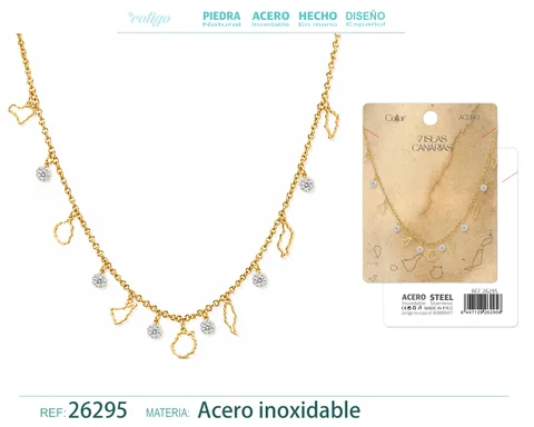 Collar 7 Islas de Canarias Acero inoxidable color Dorado