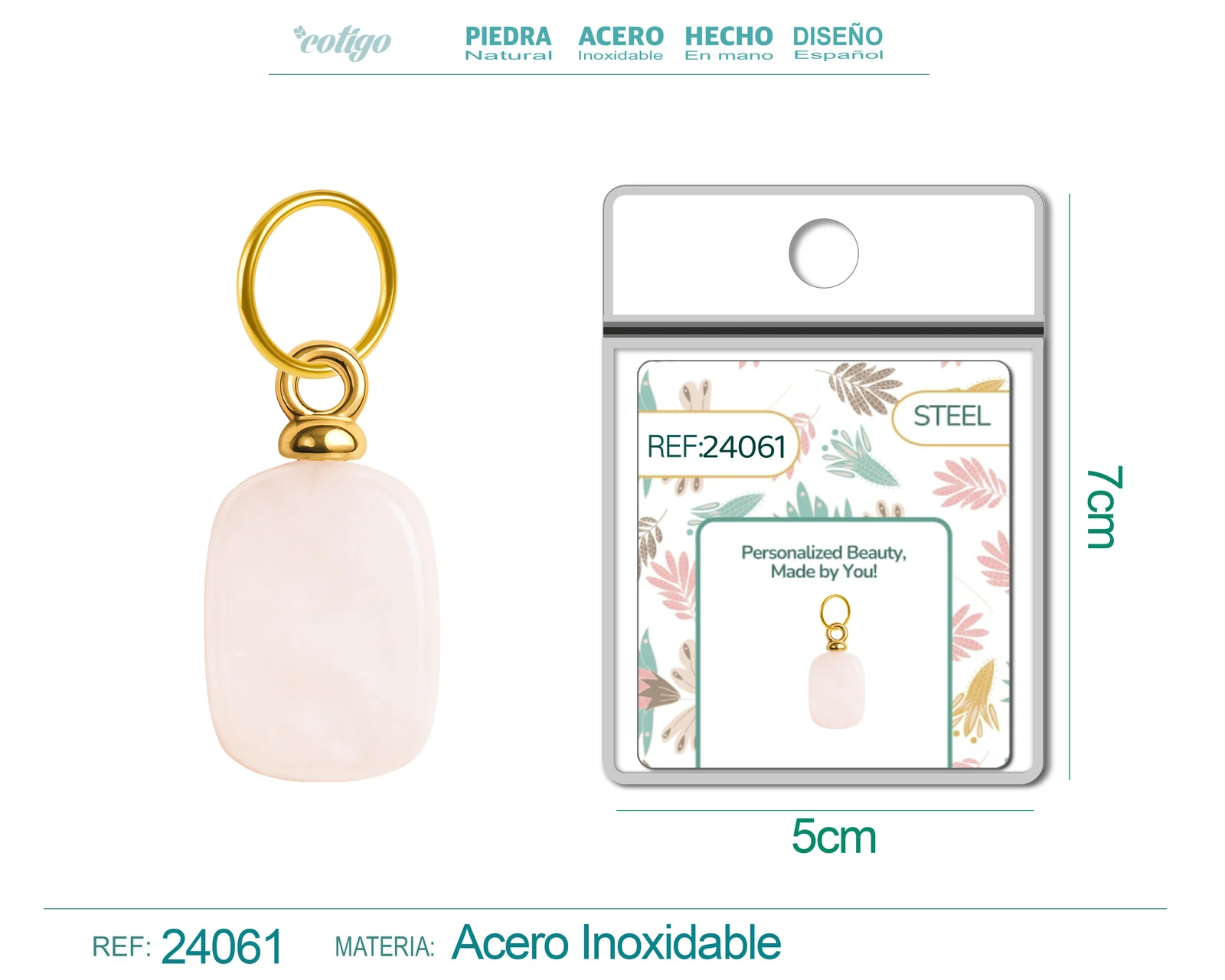 CHARM ACERO DORADO CHAPADO ORO 14 K