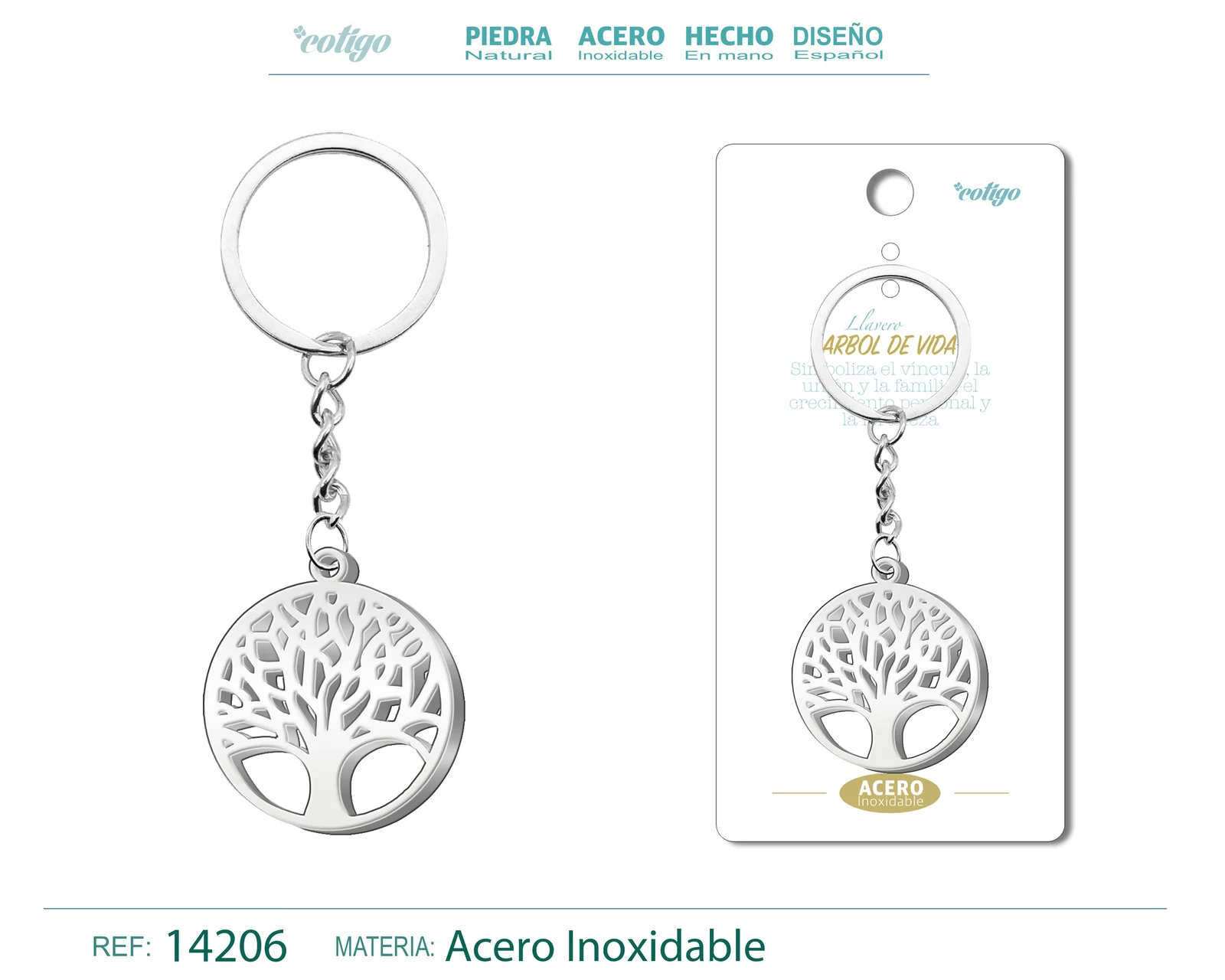 LLAVERO DE ARBOL DE VIDA ACERO