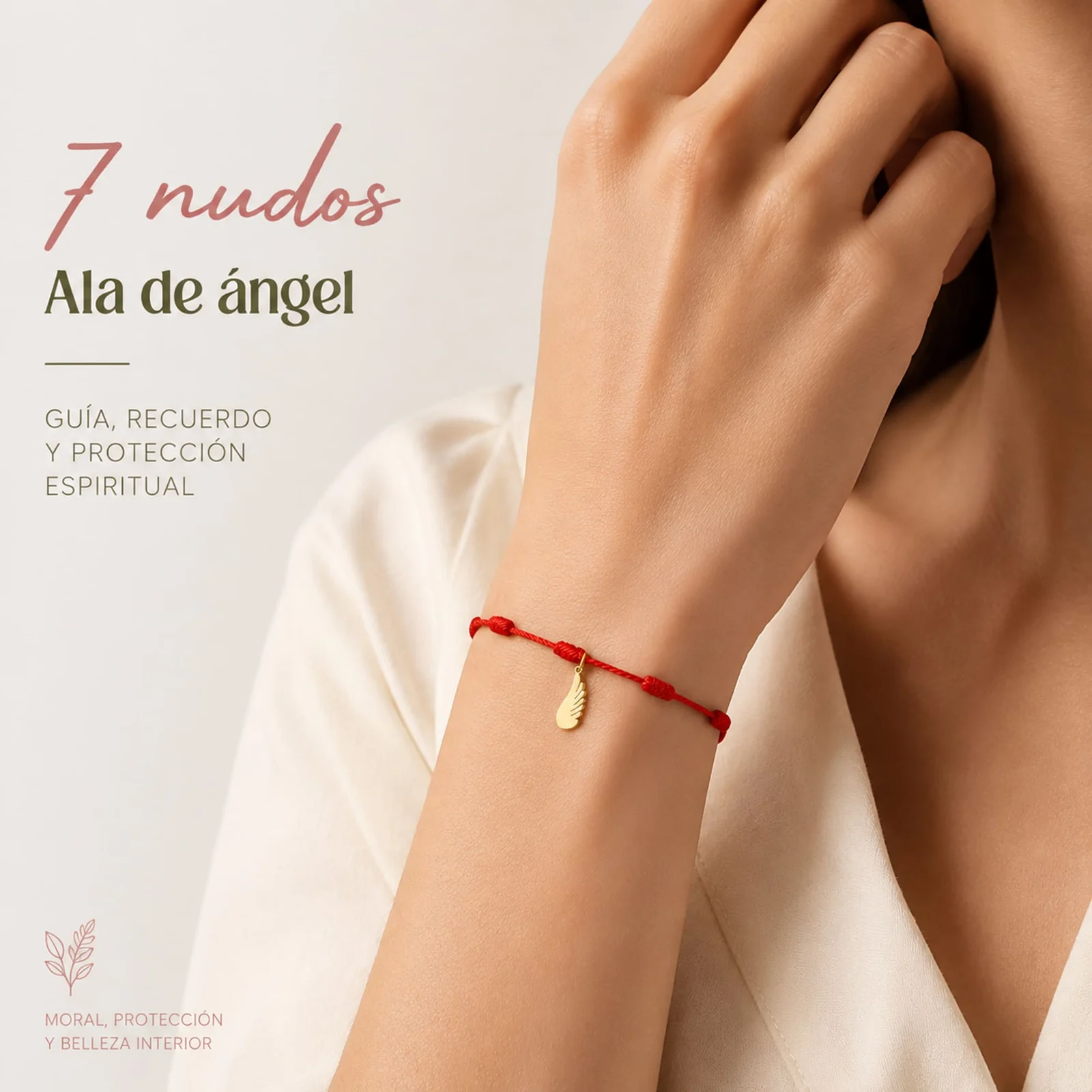 PULSERA 7 NUDOS CON ALA DE ÁNGEL COLOR DORADO