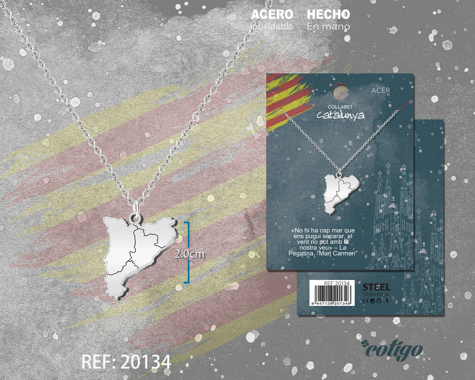 COLGANTE MAPA CATALUÑA ACERO PLATEADO