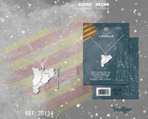 COLGANTE MAPA CATALUÑA ACERO PLATEADO