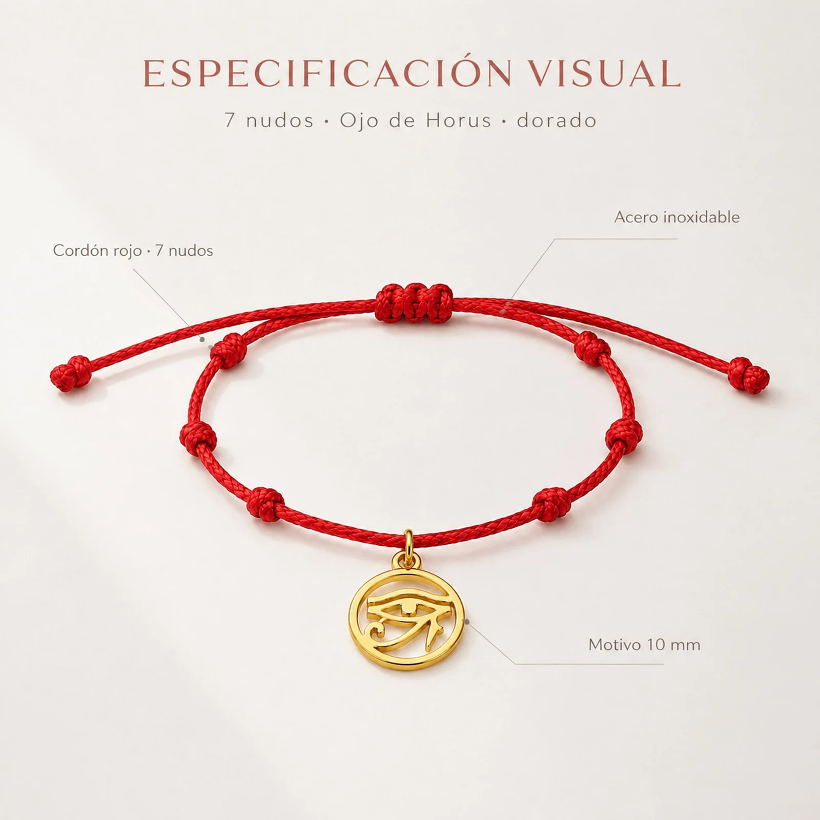 PULSERA 7 NUDOS CON OJO DE HORUS COLOR DORADO