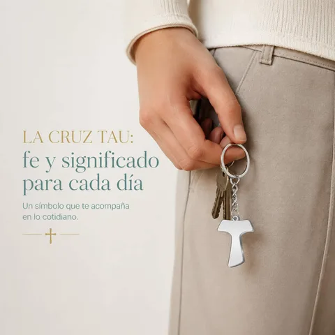 LLAVERO DE CRUZ TAU ACERO