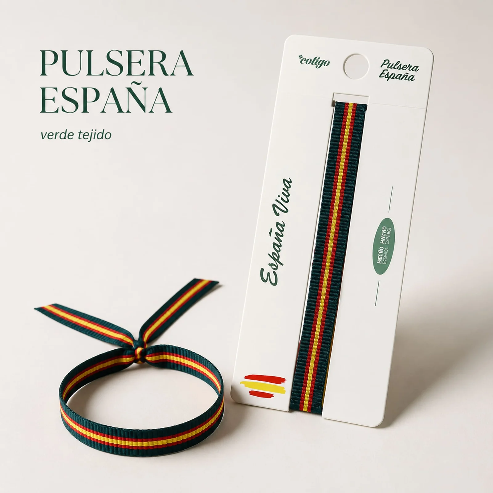 PULSERA ESPAÑA ANCHO 1CM VERDE