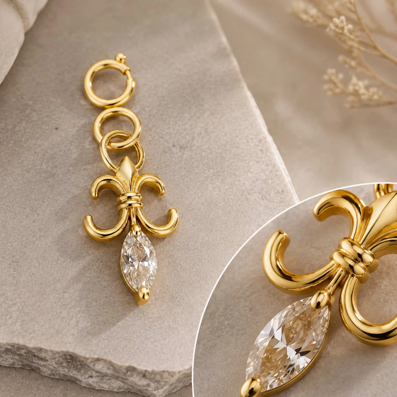 CHARM DE COBRE CHAPADO A ORO 14K CON CIRCONITA-CON CIERRE