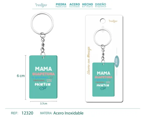 LLAVERO MENSAJE COLORES CON ACCESORIO ACERO