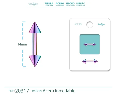 PIRERCING ACERO MULTICOLOR