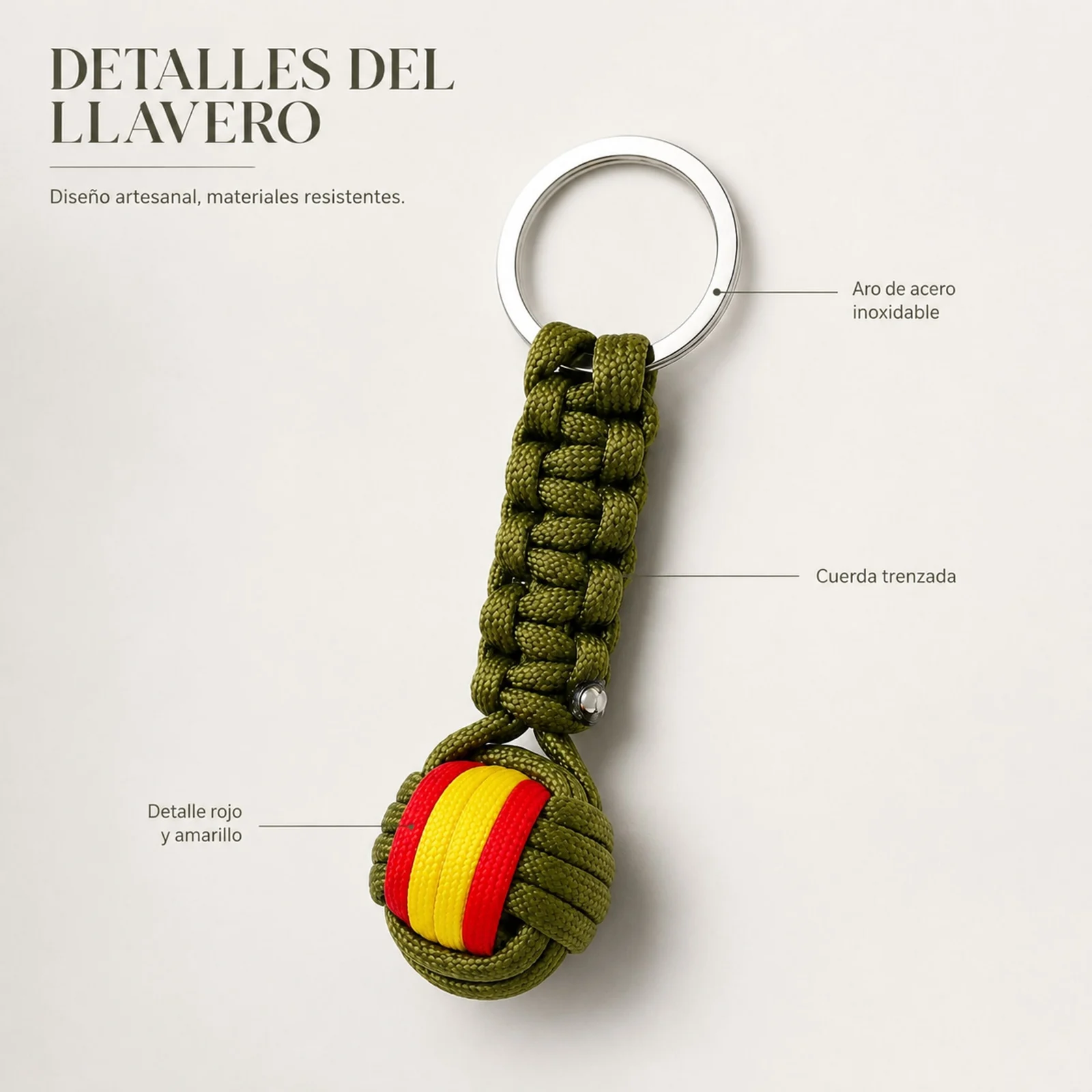 LLAVERO BOLA DE CUERDA CON ARO ACERO