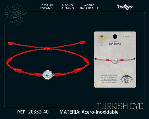 Pulsera 7 nudos con Ojo turco Acero Plateado