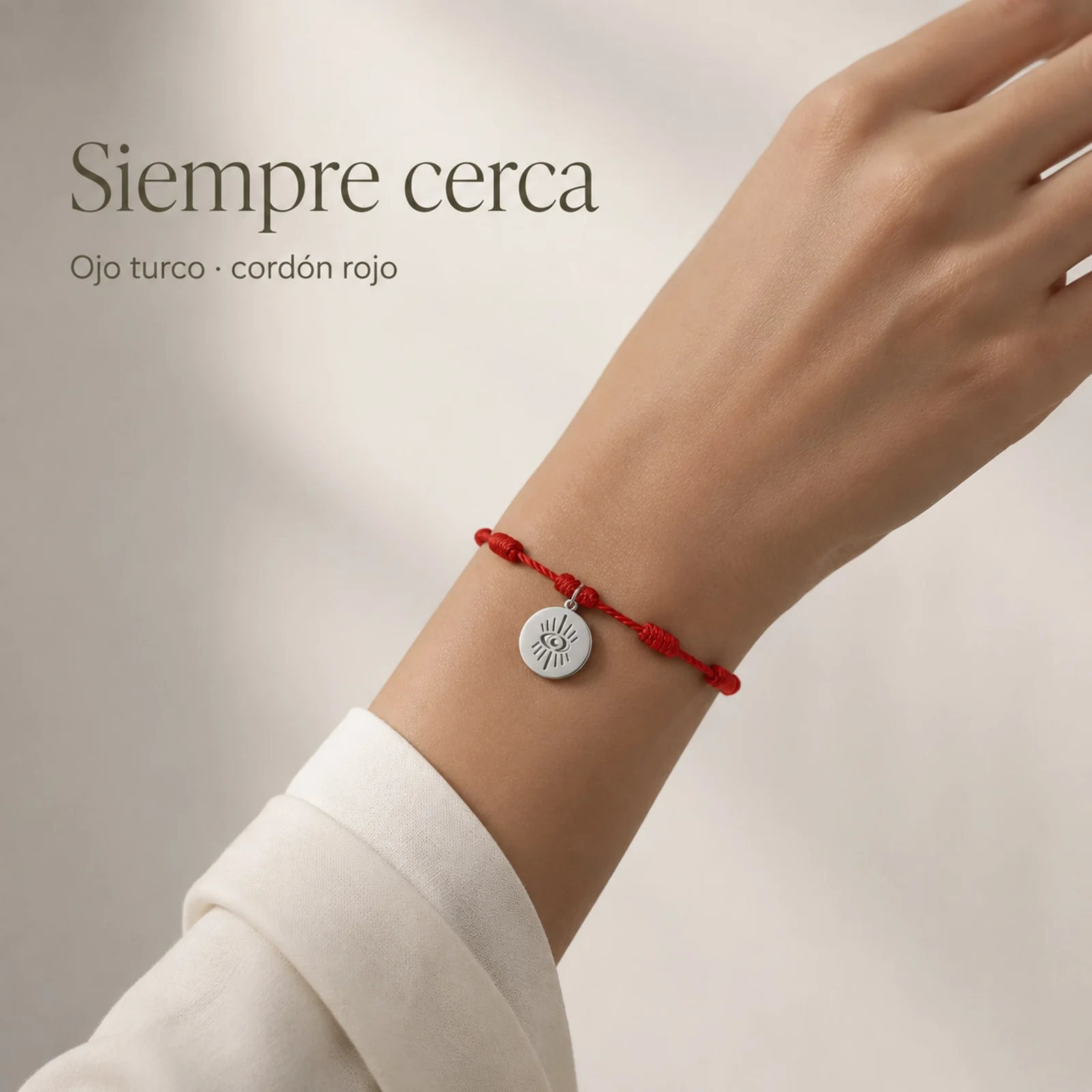 PULSERA 7 NUDOS CON OJO TURCO COLOR PLATEADO