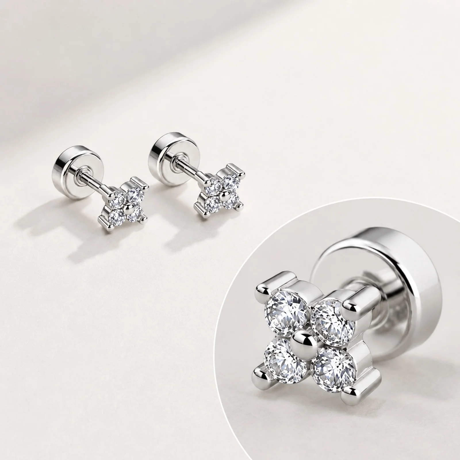 Pendiente-Piercing Bañado Oro 18K y con Circonita