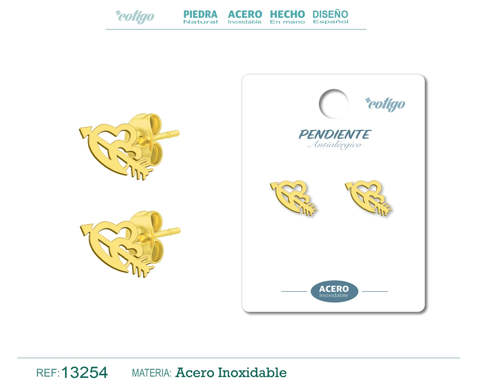 PENDIENTE ACERO  INOXIDABLE COLOR DORADO