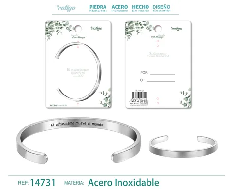 BRAZALETE ACERO CON MENSAJE ESPAÑOL