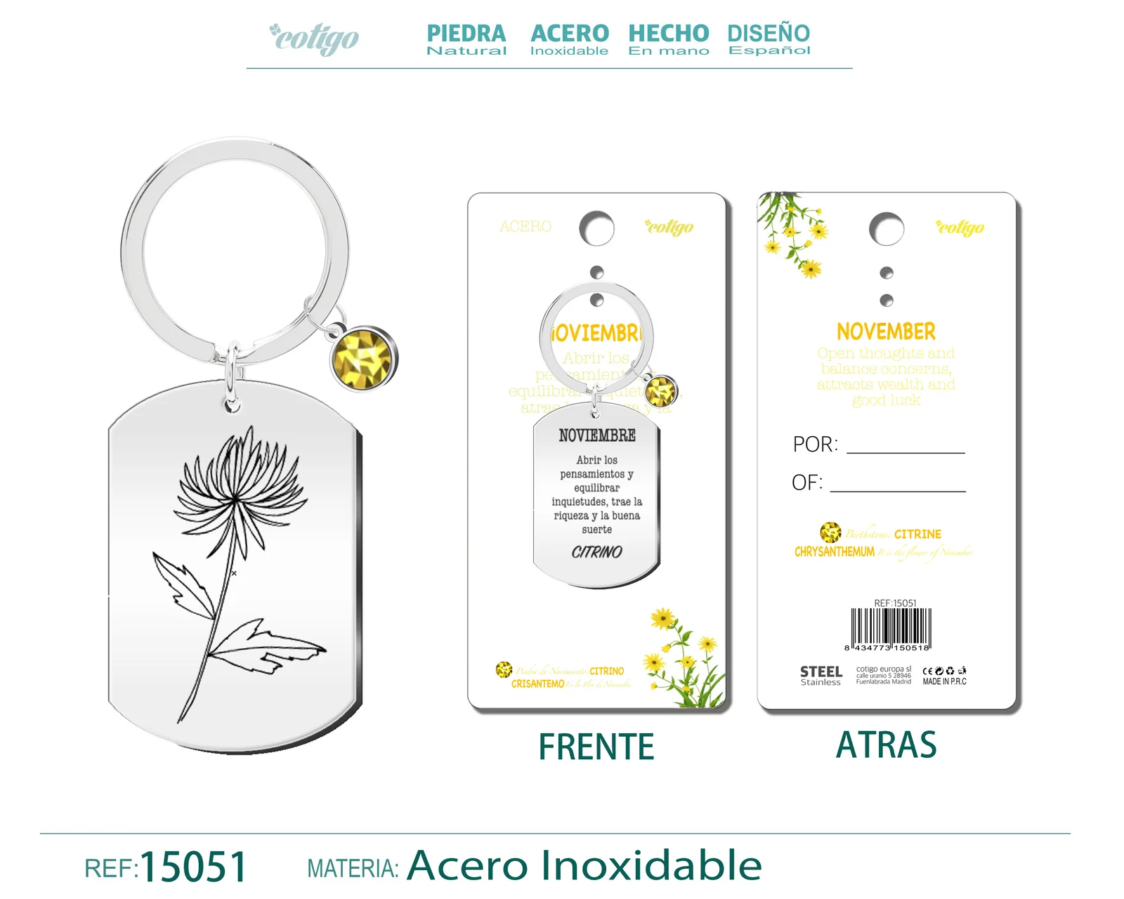 LLAVERO ACERO PARA NACIMIENTO DE NOVIEMBRE