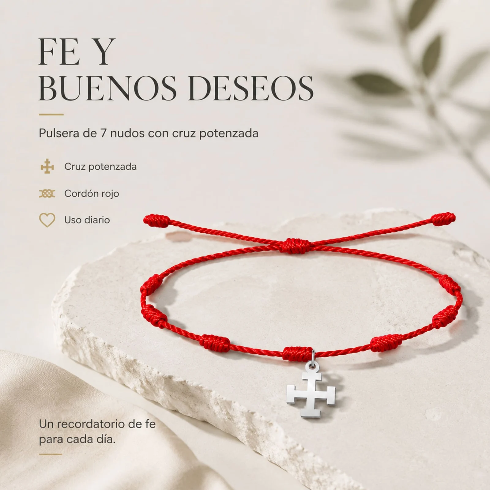PULSERA 7 NUDOS CON CRUZ POTENZADA COLOR PLATEADO