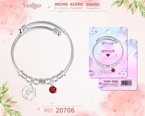 BRAZALETE ACERO PARA MES NACIMIENTO ENERO