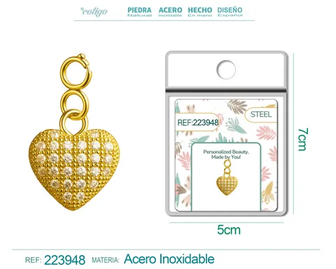 CHARM DE COBRE CHAPADO A ORO 14K CON CIRCONITA-CON CIERRE