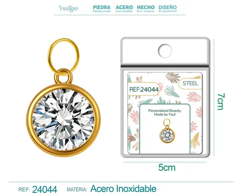 CHARM ACERO DORADO CON PIEDRA NACIMIENTO DE ABRIL