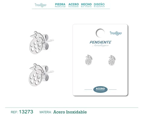 PENDIENTE ACERO  INOXIDABLE COLOR PLATEADO