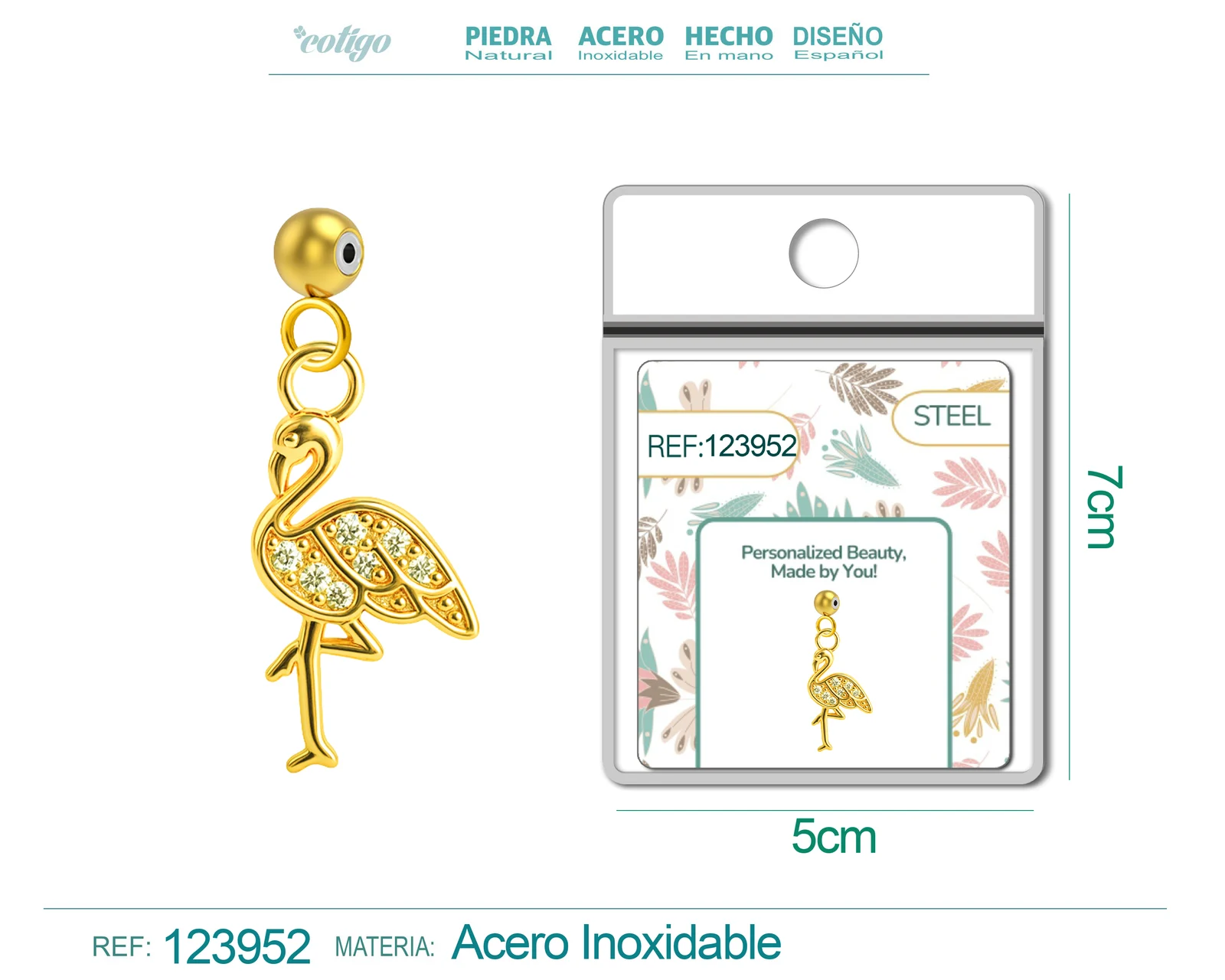 CHARM DE COBRE CHAPADO ORO 14K CON CIRCONITA-CON BOLA DE GOMA