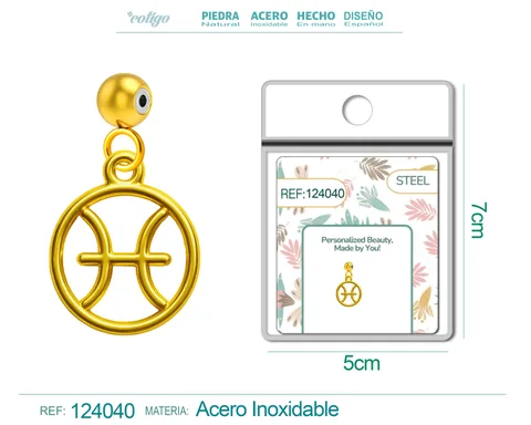 CHARM DE ZODÍACO PEIXES ACERO COLOR DORADO-CON BOLA DE GOMA