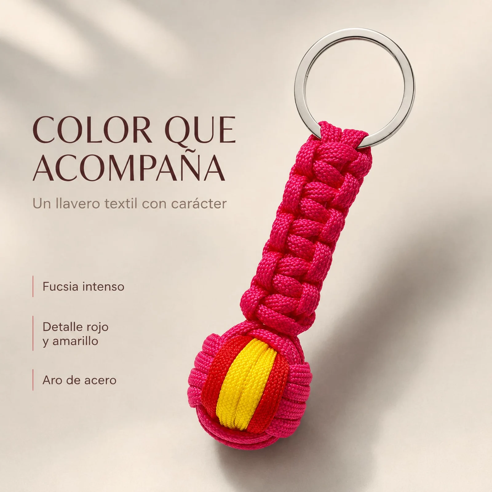LLAVERO BOLA DE CUERDA CON ARO ACERO