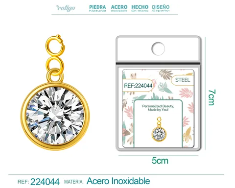 CHARM ACERO DORADO CON PIEDRA NACIMIENTO DE ABRIL-CON CIERRE