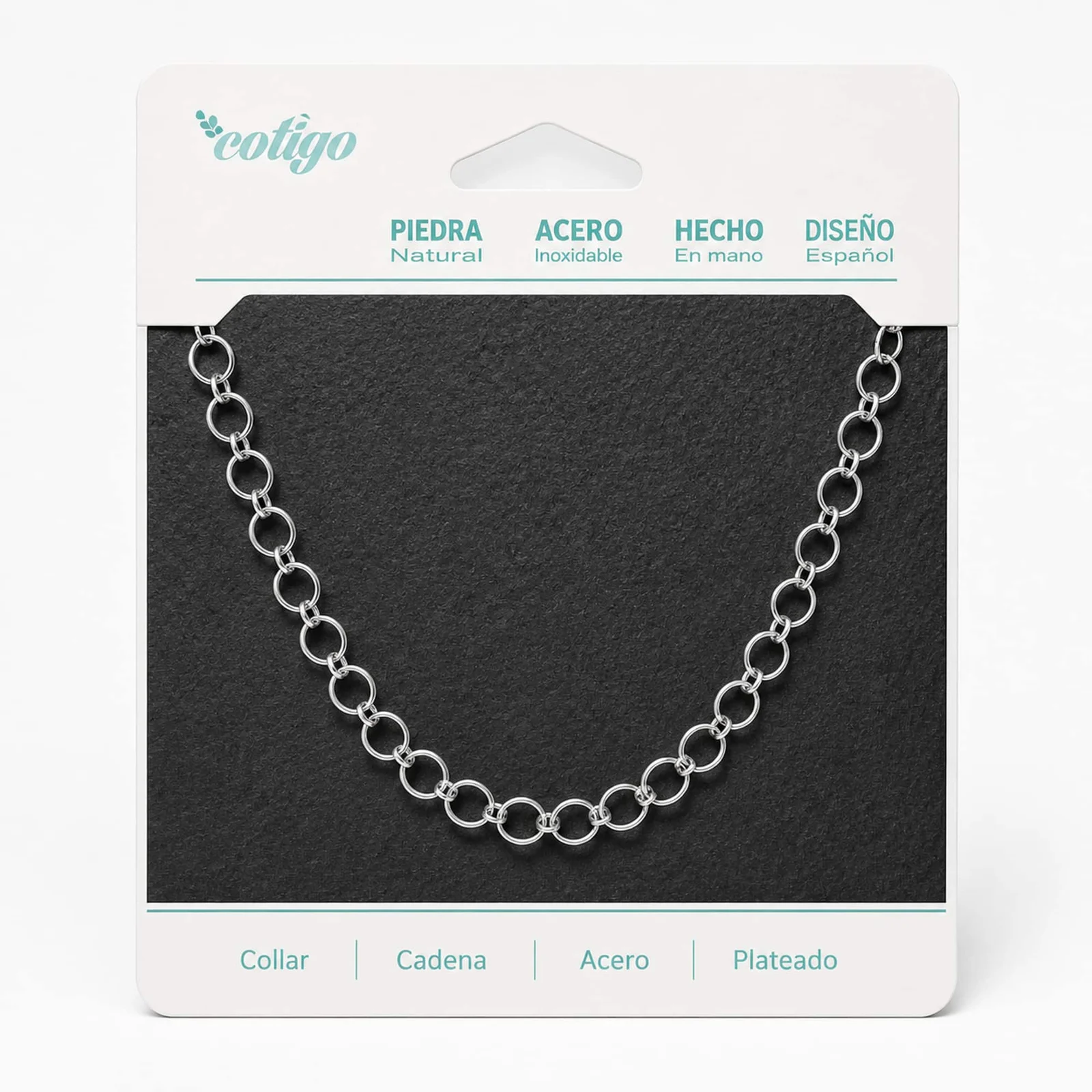 COLLAR DE CADENA ACERO PLATEADO