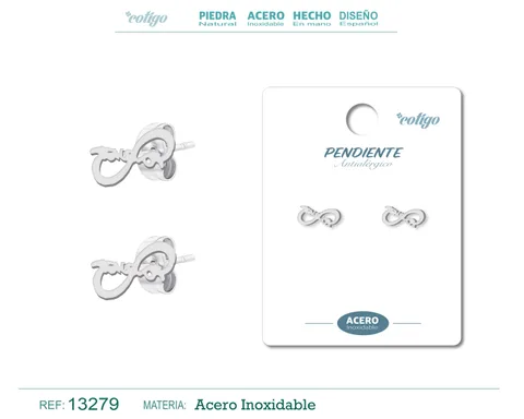 PENDIENTE ACERO  INOXIDABLE COLOR PLATEADO