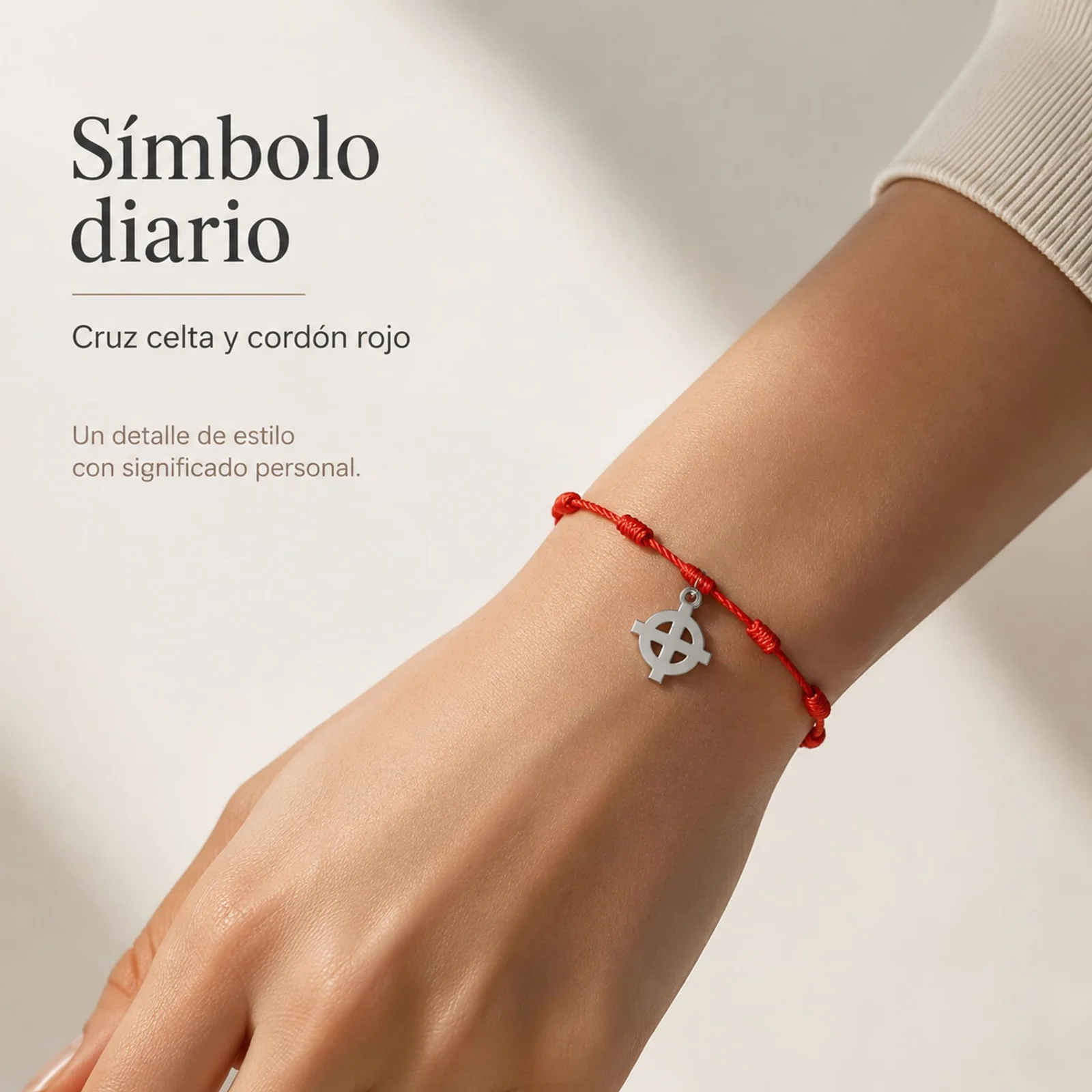 PULSERA 7 NUDOS CON CRUZ CELTA COLOR PLATEADO