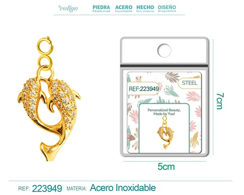 CHARM DE COBRE CHAPADO A ORO 14K CON CIRCONITA-CON CIERRE